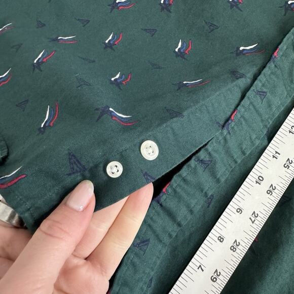 Vintage Stars & Stripes Mens Shirt XL Green Flag Print Western Patriotic Cowboy - Picture 12 of 12